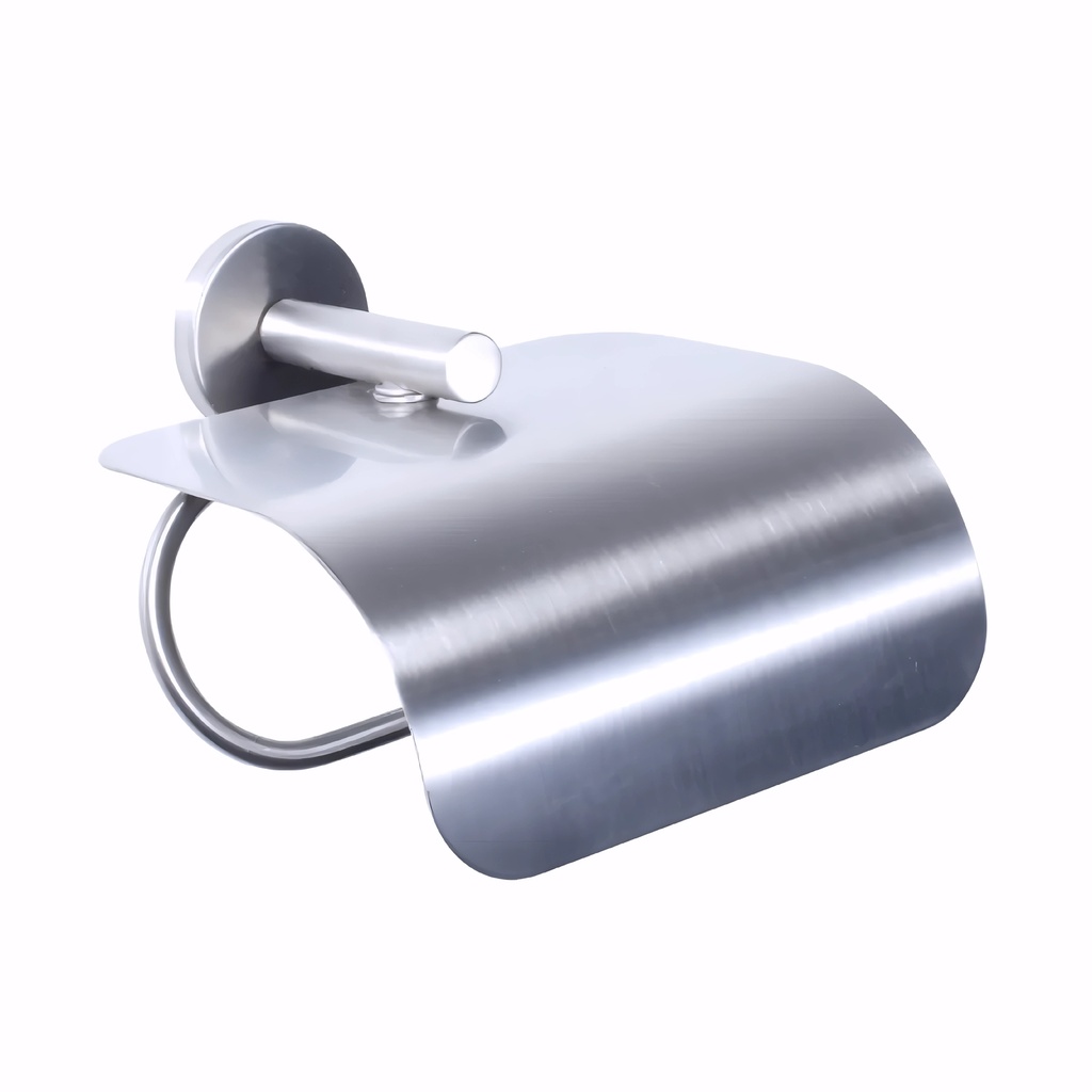 [0100022] Portarrollo higiénico doméstico en Acero Inox/Pulido serie Luxi con tapa y base