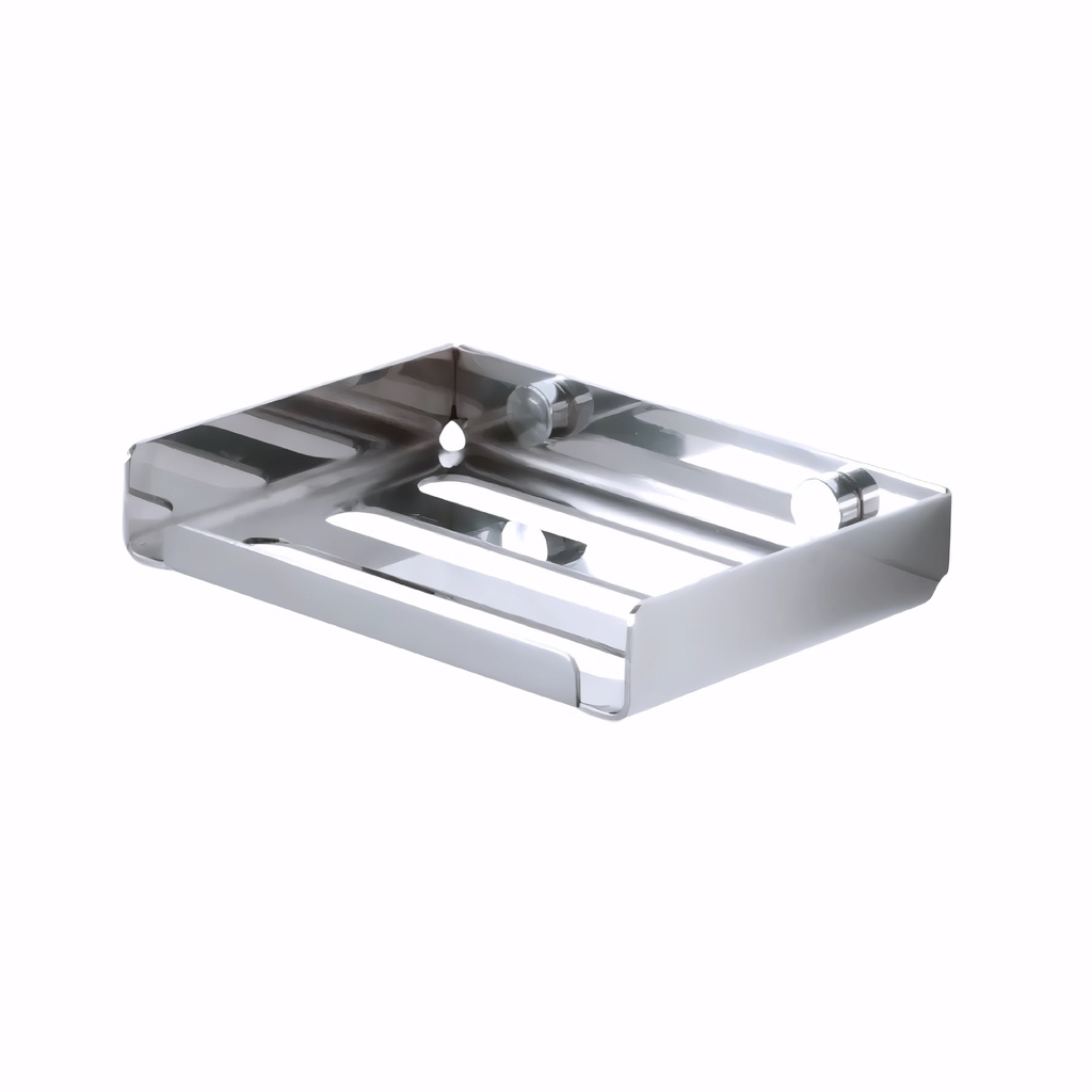 Jabonera de baño en Acero Inox/Pulido serie Máxima láser rectangular pequeña