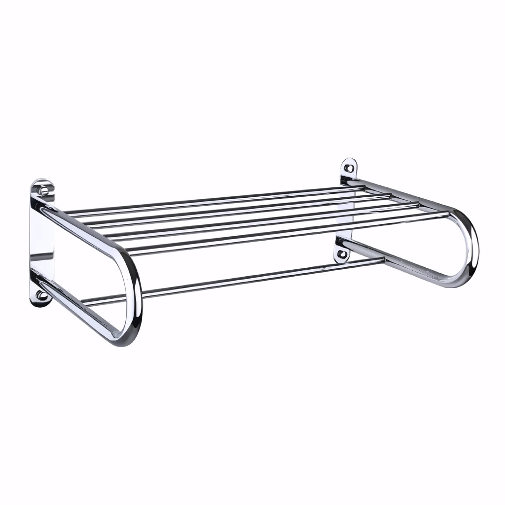 [0702083] Toallero repisa en Latón/Cromado serie Cubik con barra y pletina