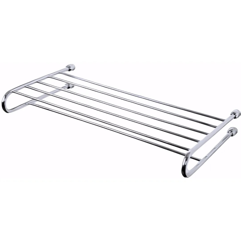 [0702084] Toallero repisa en Latón/Cromado serie Cubik con barra y cuatro anclajes (diámetro tubo 10 mm)