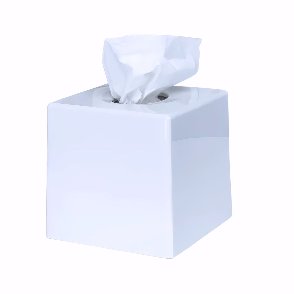[2100002] Porta servilletas faciales en Plástico Blanco Cubo