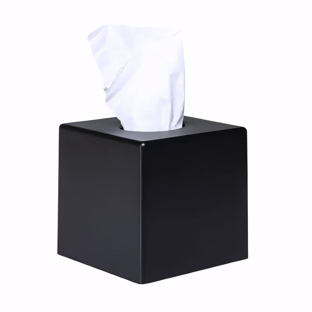 [2103001] Porta servilletas faciales en Plástico Negro brillo Cubo