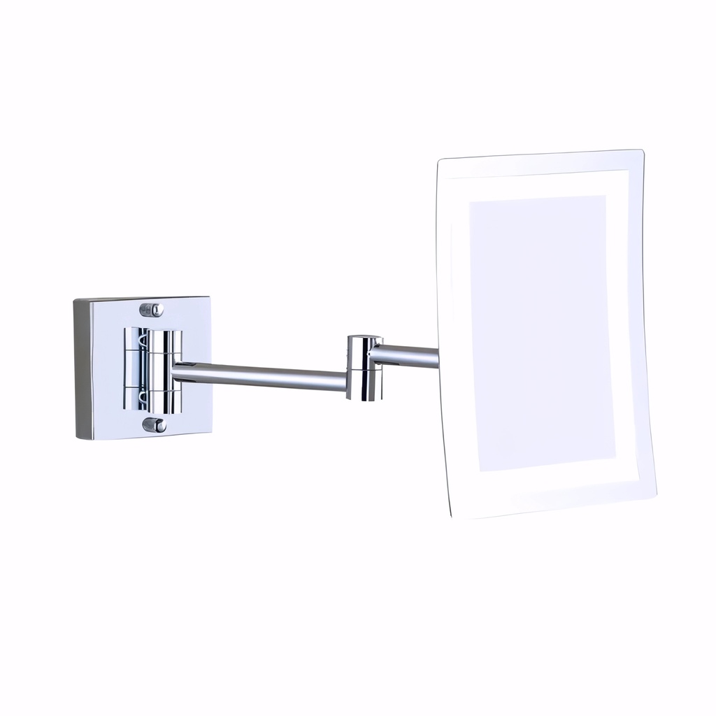 Espejo de aumento 2 brazos / 1 cara x 3 aumentos con luz Rectangular