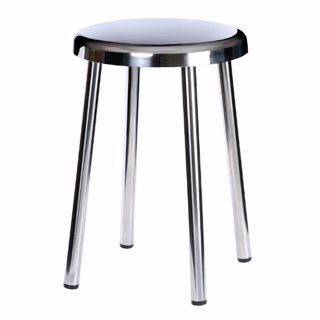 Taburete de baño en Acero inoxidable brillo redondo con 4 patas