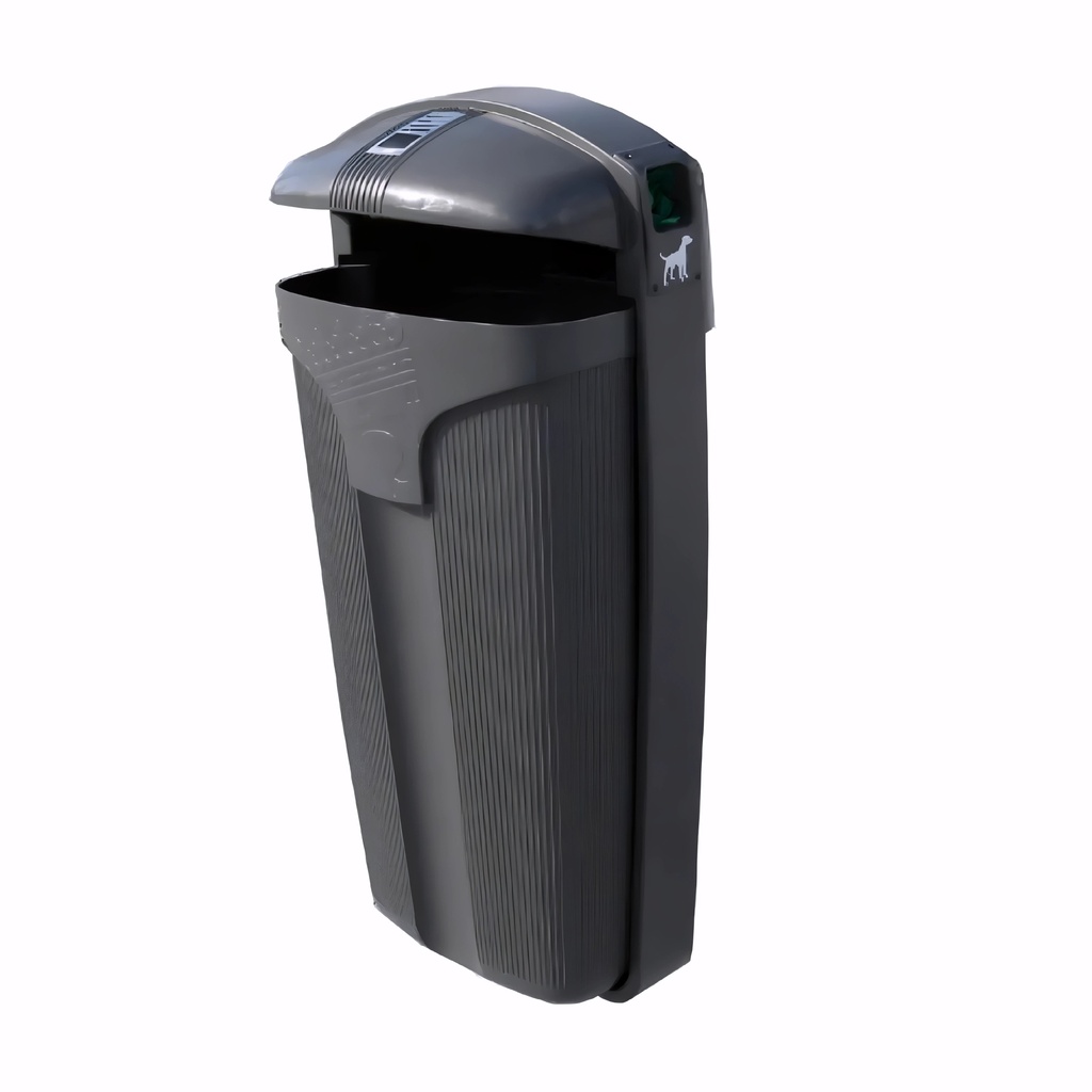 [4232111] Papelera con expendedor bolsas caninas en Polietileno gris grafito 50 L Cibeles