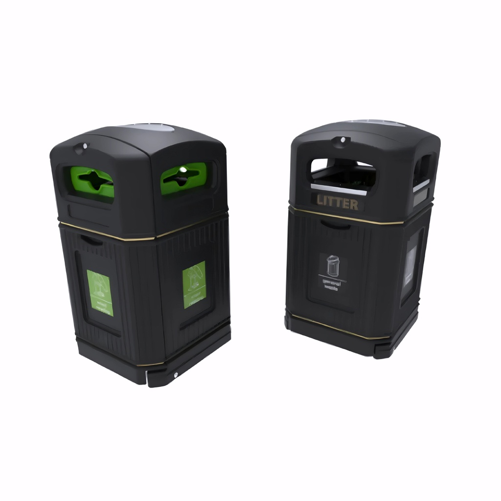 [4319211] Papelera para reciclaje en Plástico negro con tipo de abertura y color a elegir 240 L Squ. Herita XL