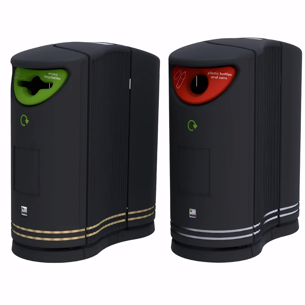 [4319241] Papelera para reciclaje en Plástico negro con tipo de abertura y color a elegir 170 L Twinbin doble