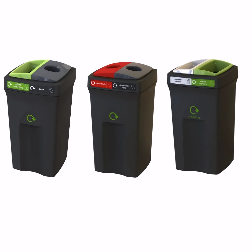 [4321300] Papelera para reciclaje en Plástico negro con color de abertura a elegir 100 L Envirobin 100 dividid