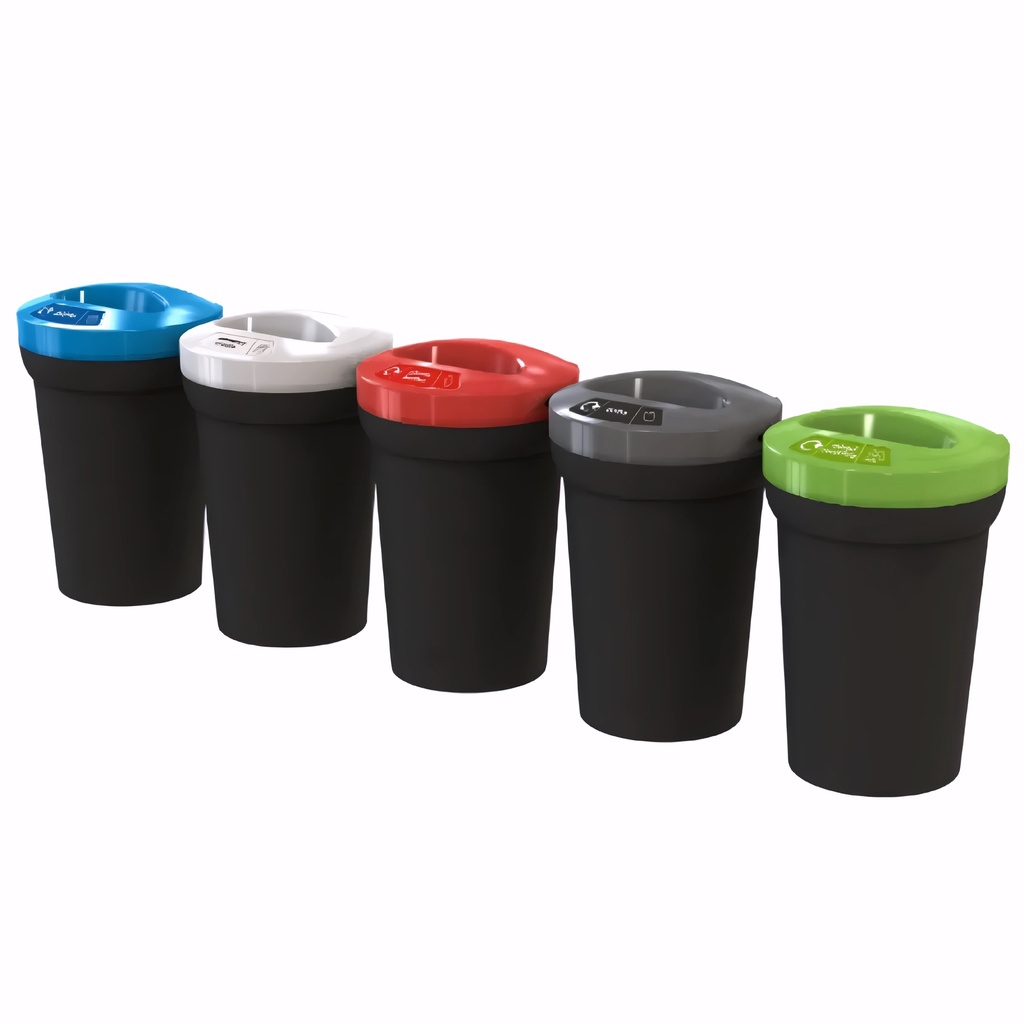 Papelera para reciclaje en Plástico negro con color de abertura a elegir 95 L Arena