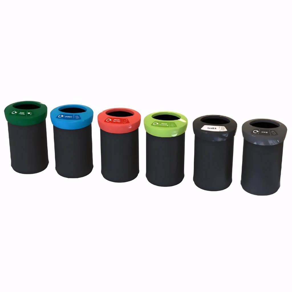 [4321340] Papelera para reciclaje en Plástico negro con color de abertura a elegir 41 L EcoAce