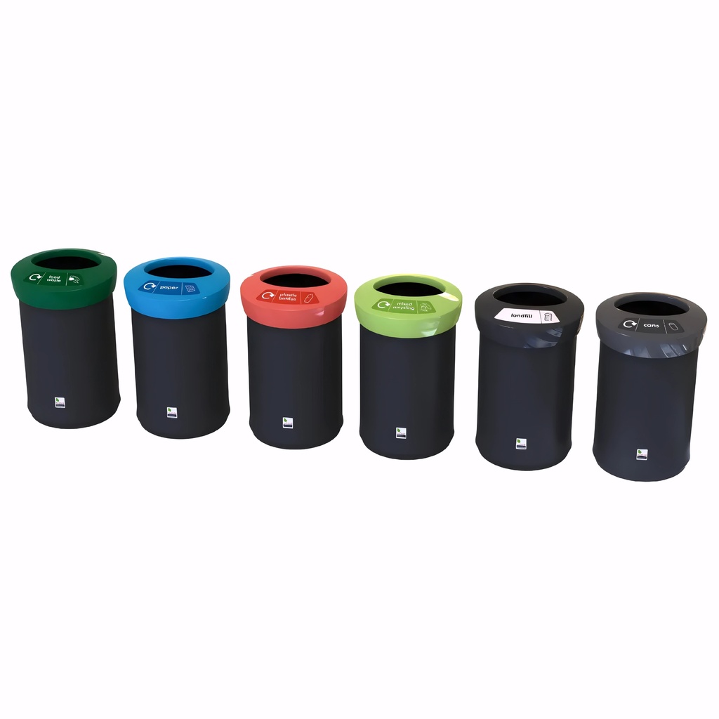 [4321360] Papelera para reciclaje en Plástico negro con color de abertura a elegir 62 L EcoAce