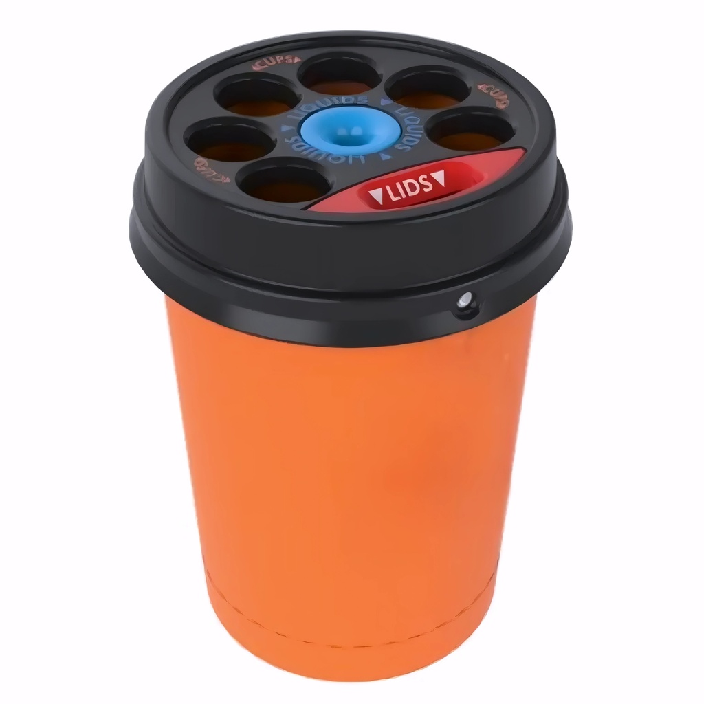[4328310] Papelera para reciclaje en Plástico naranja y tapa negro 120 L Envirocup grande para vasos