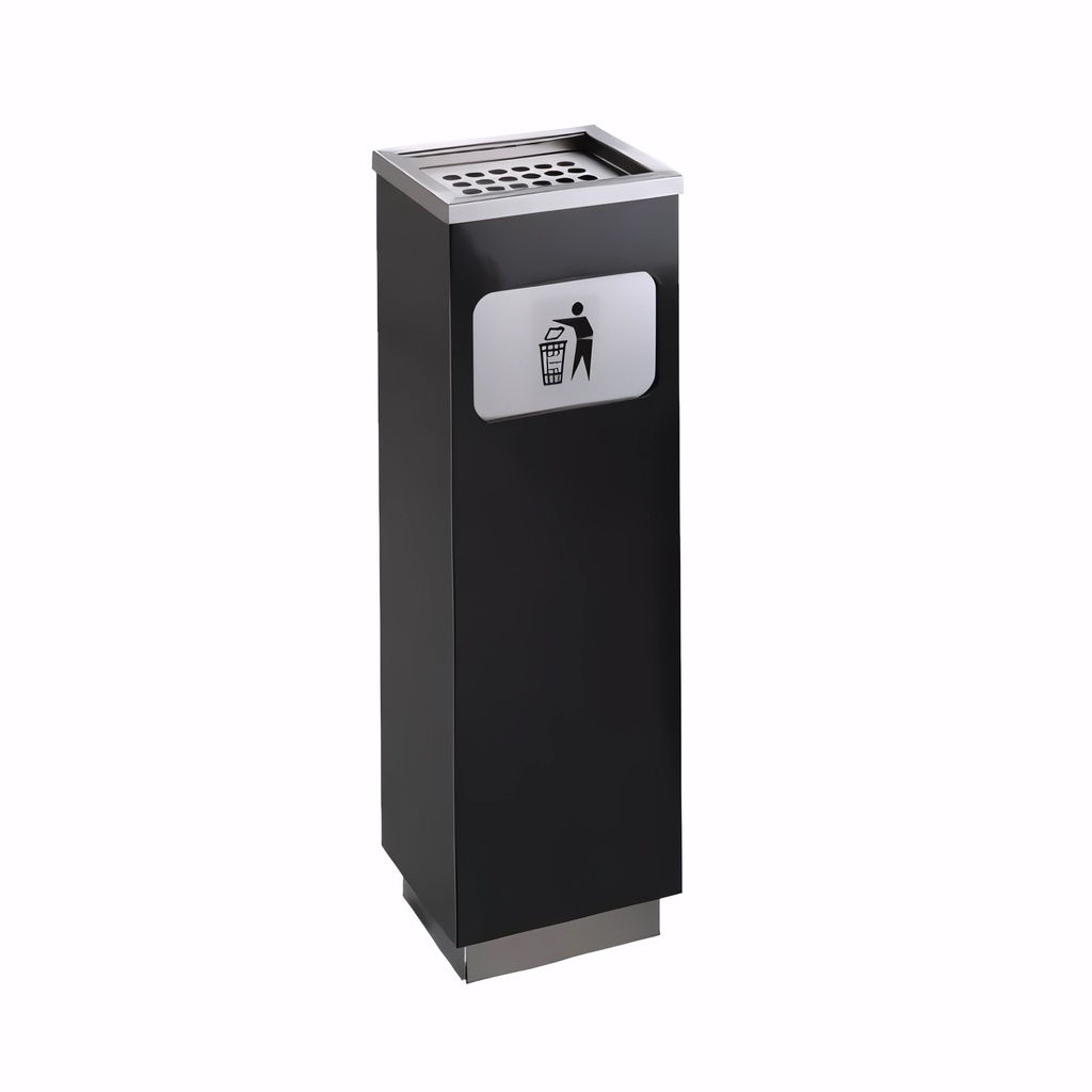 [4403020] Papelera cenicero en Acero pintado negro 16 L rectangular