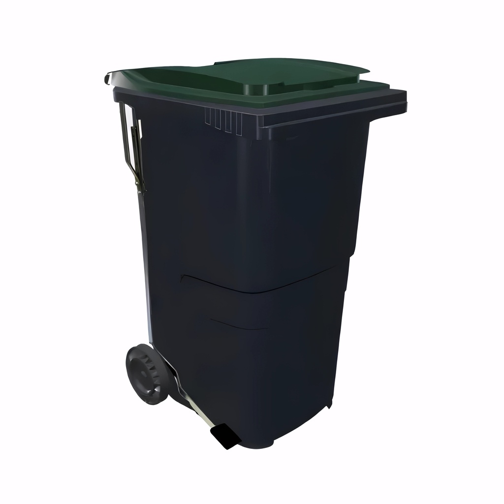 [4607060] Contenedor de 240 L con pedal en Polietileno cuerpo gris antracita y tapa verde inglés