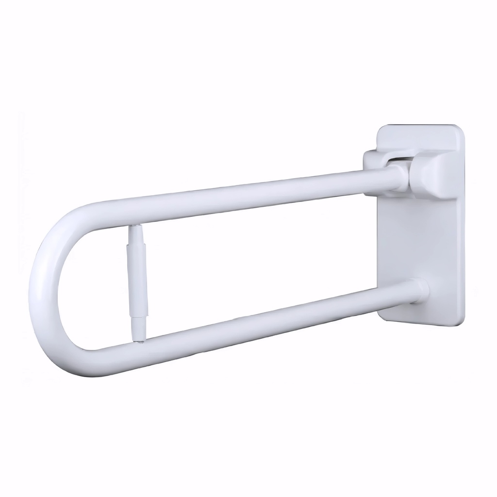 [4807201] Asidero Abatible con portarrollo 60 cm en Acero cincado recubierto en PVC blanco con placa trasera