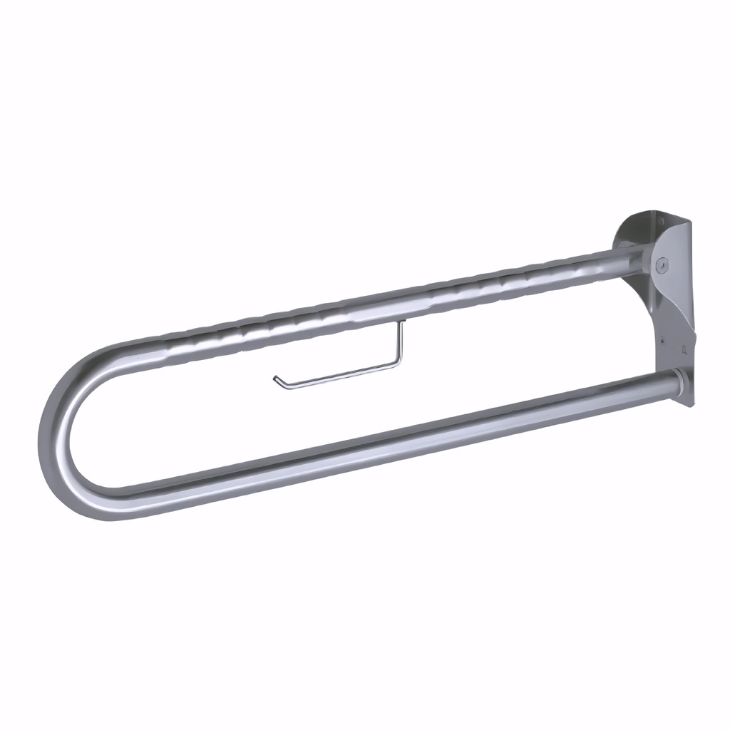 Asidero Abatible con portarrollo 70 cm en Acero inoxidable satinado