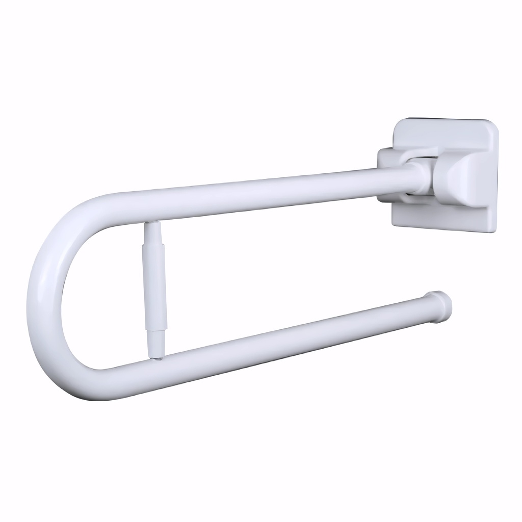 [4808200] Asidero Abatible con portarrollo 70 cm en Acero cincado recubierto en PVC blanco