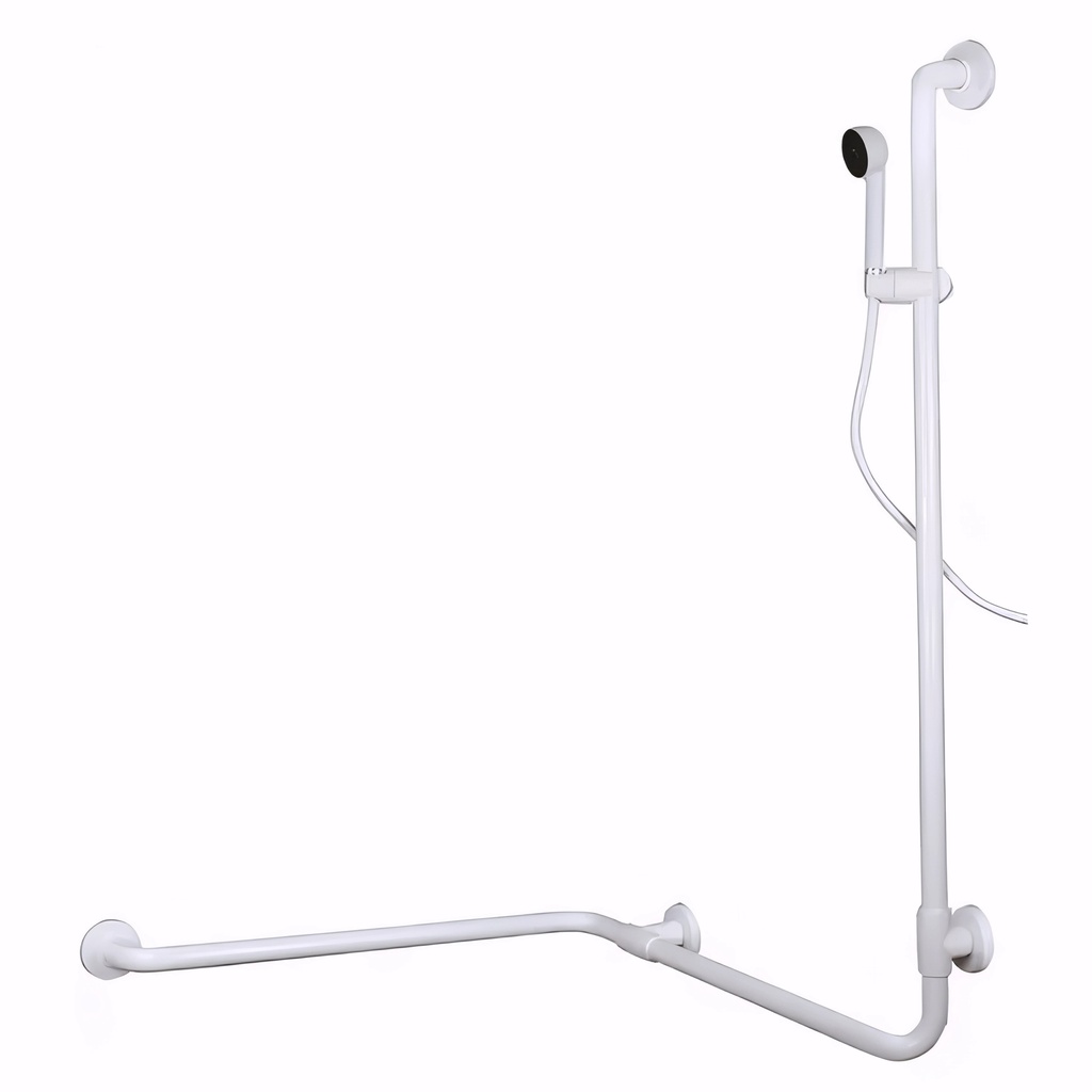 Asidero Rincón de 70x70 cm Derecha con kit de ducha en Acero cincado recubierto en PVC blanco
