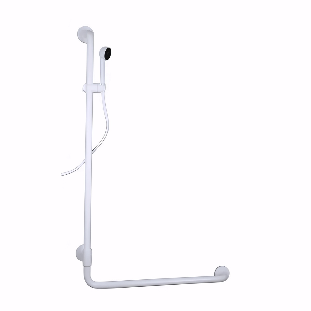 [4836200] Asidero Fijo de 70 cm con kit de ducha Izquierda  en Acero cincado recubierto en PVC blanco