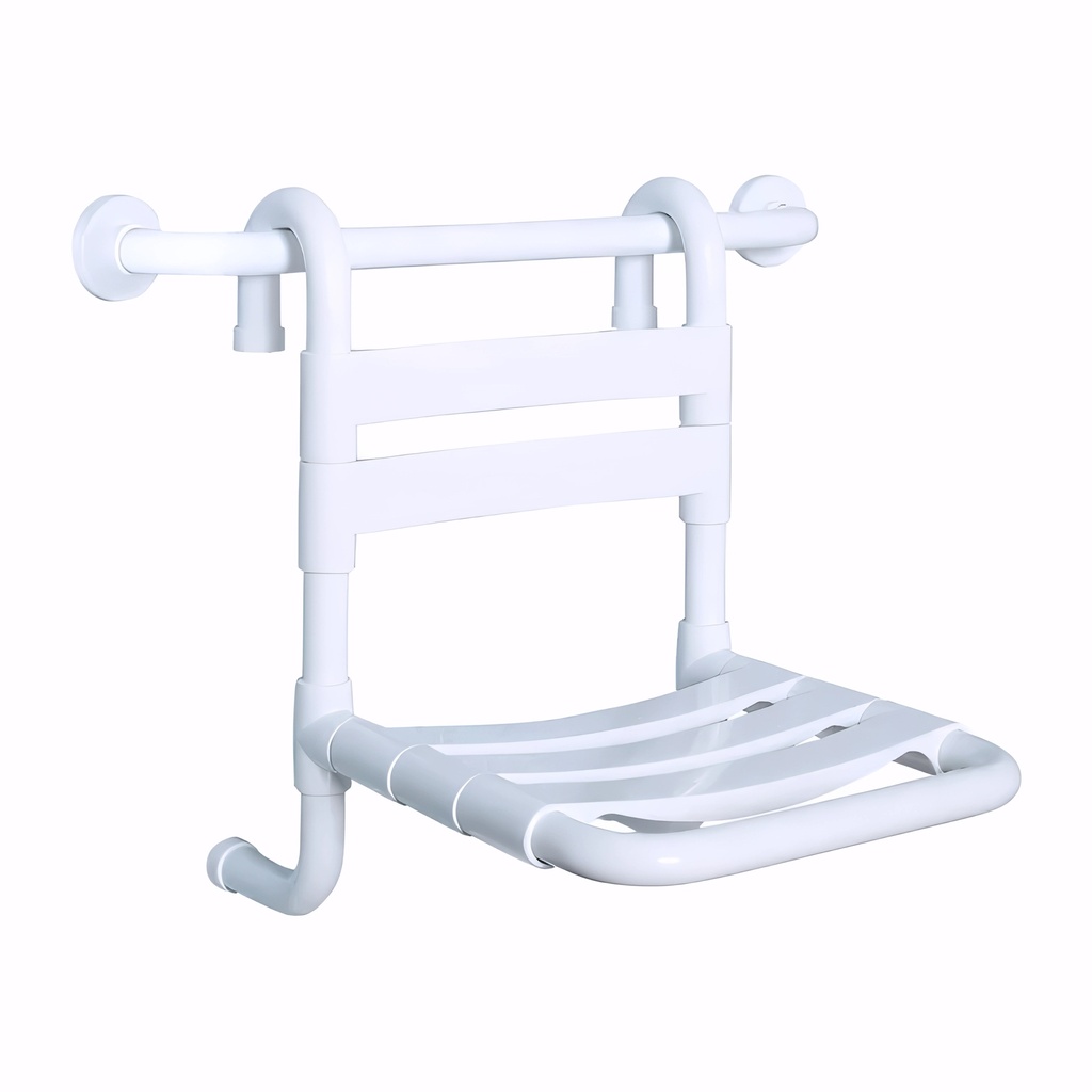[4841200] Asiento de ducha Colgante en Acero cincado recubierto en PVC blanco