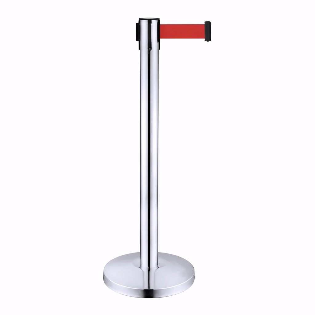 [5000000] Poste separador en Acero inoxidable brillo con cinta roja de 2 m