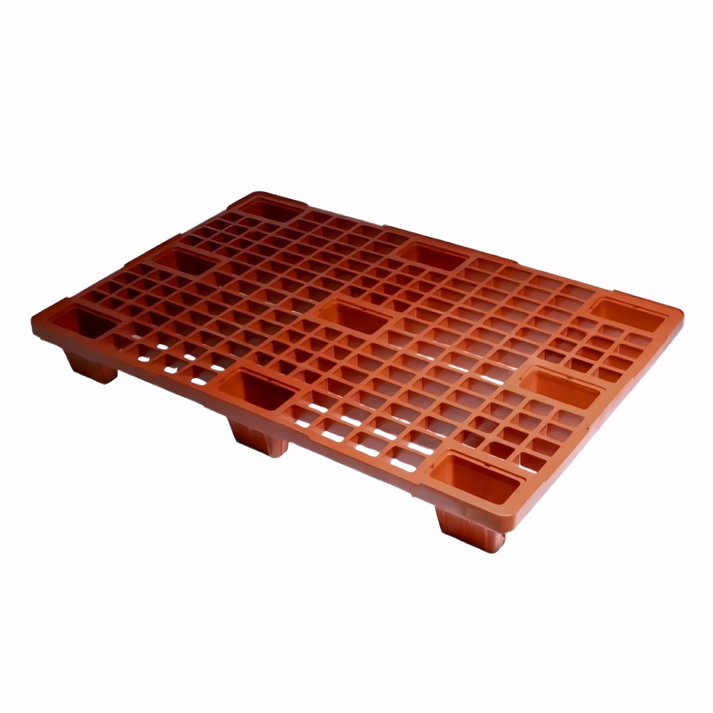 [5400000] Palet  europeo Encajable perforado con 9 patas de HDPE en calidad alimentaria color pardo